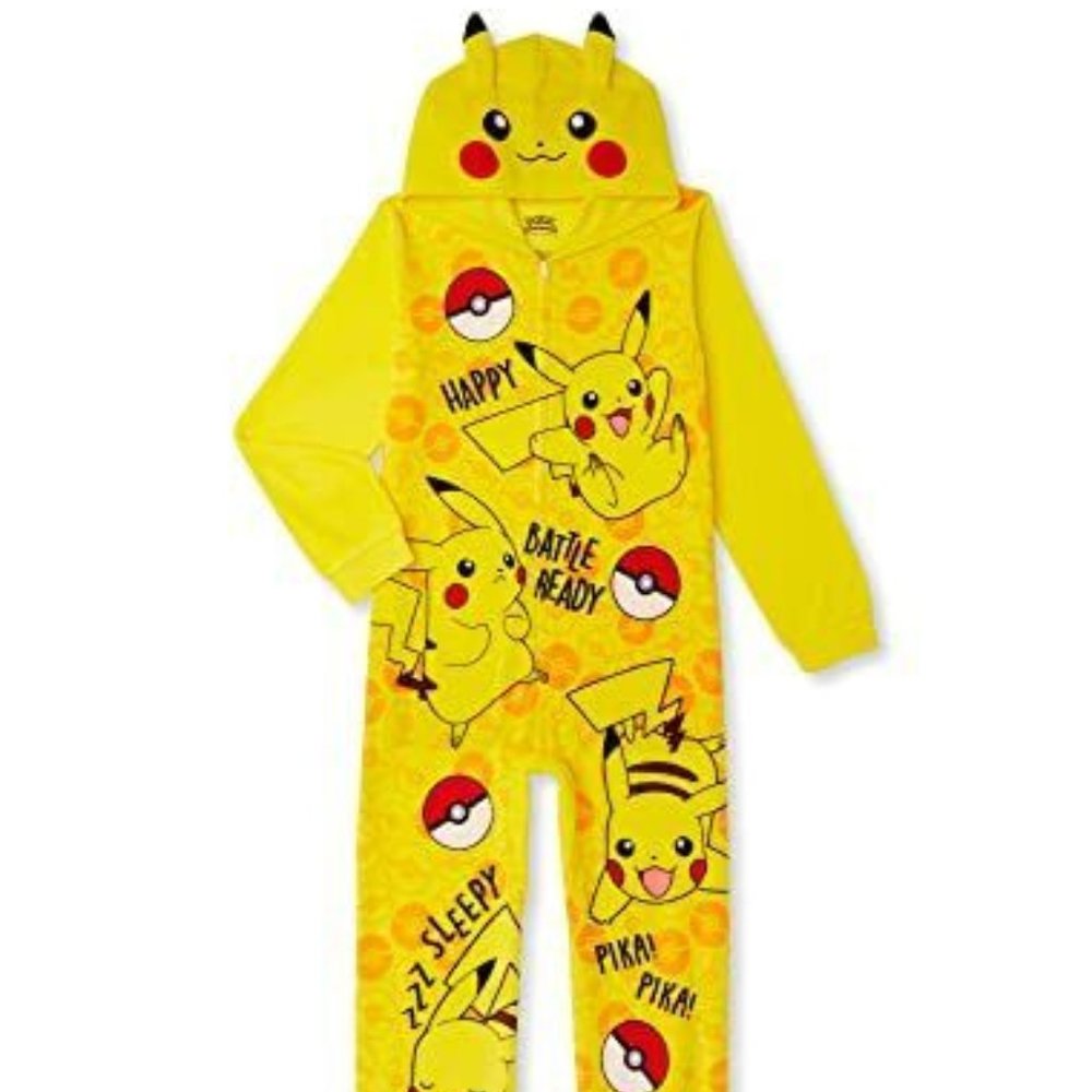 POKEMON PIKACHU Fleece Pajamas Blanket Sleeper w/ Hood NWT Boys